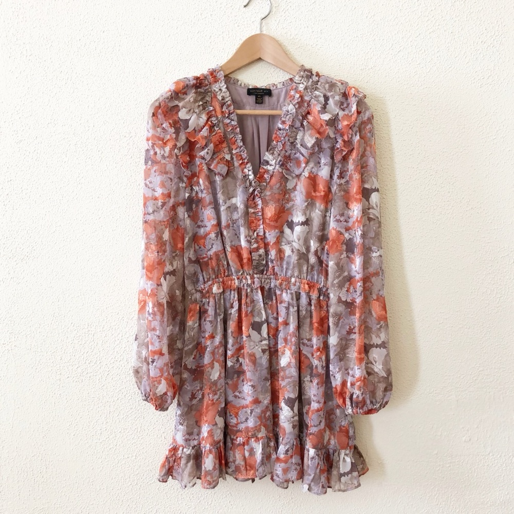 Anthropologie Current Air Ruffled Floral Mini Dress XS - Picture 4 of 6